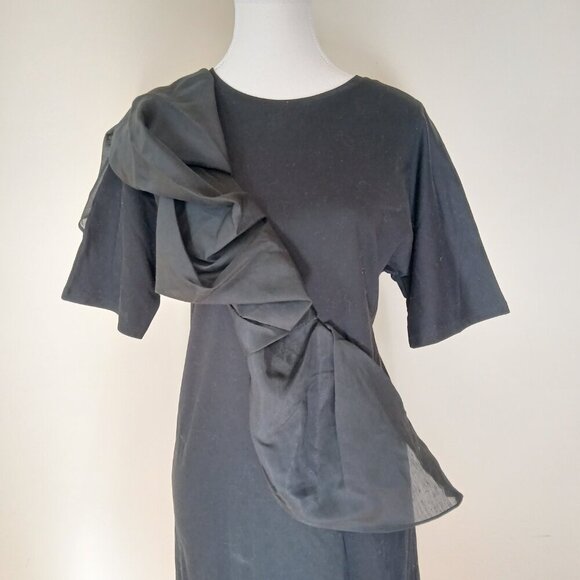COS Ruched Drape Boxy Ruffle T-Shirt Dress Size Small - Picture 2 of 5
